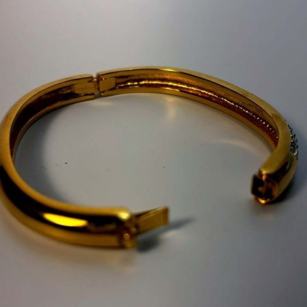 Swarovski Bangle Gold Pave Crystal Hinge Oval Bracelet - Picture 4 of 16